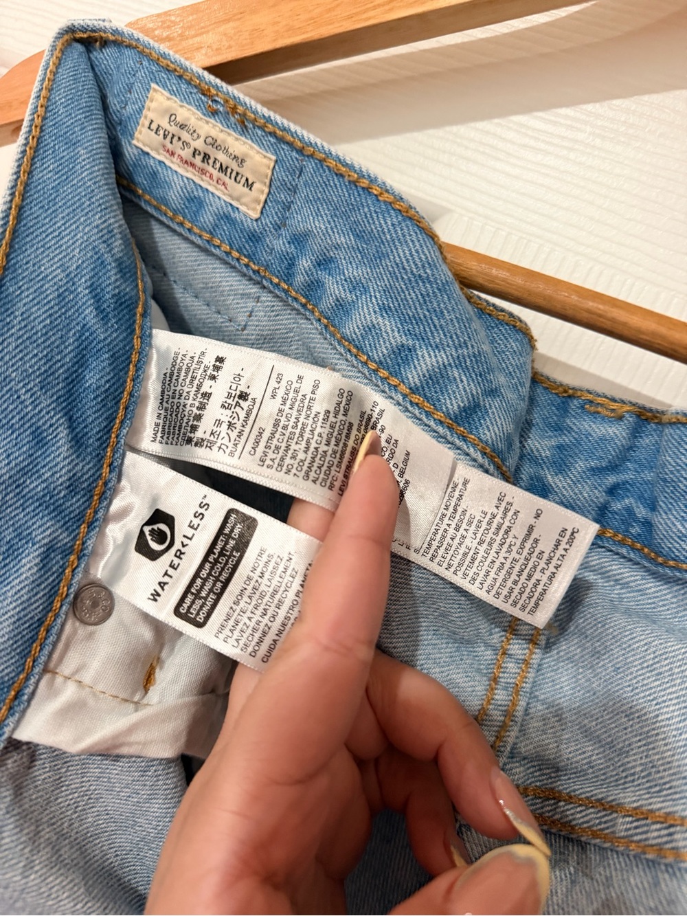 Levi's Light Blue Distressed Straight Leg Jeans - Picture 7 of 8